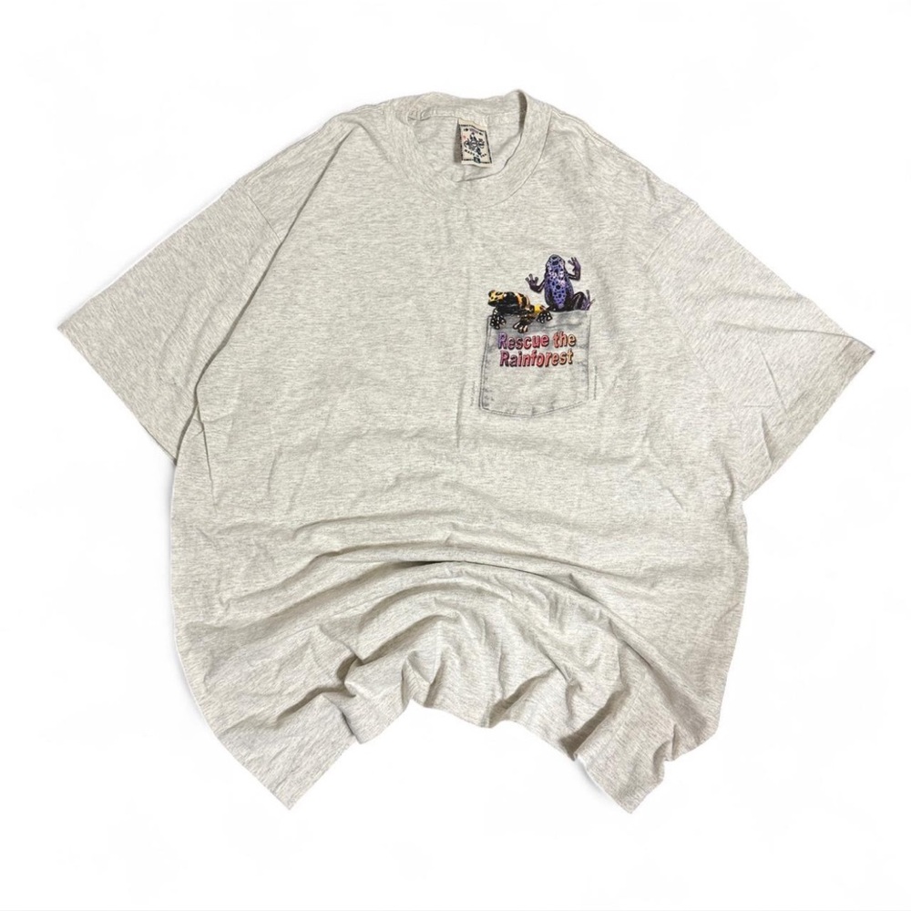 VTG Alore Y2K Short Sleeve Graphic Tee Shirt Sz XL Single Stitch USA Rainforest